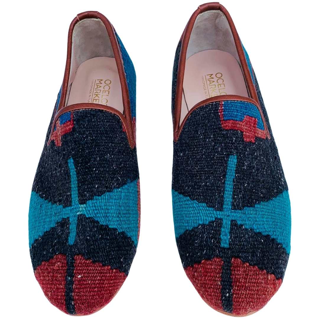 Men's Turkish Kilim Loafers | Black, Red, Teal-Ocelot Market