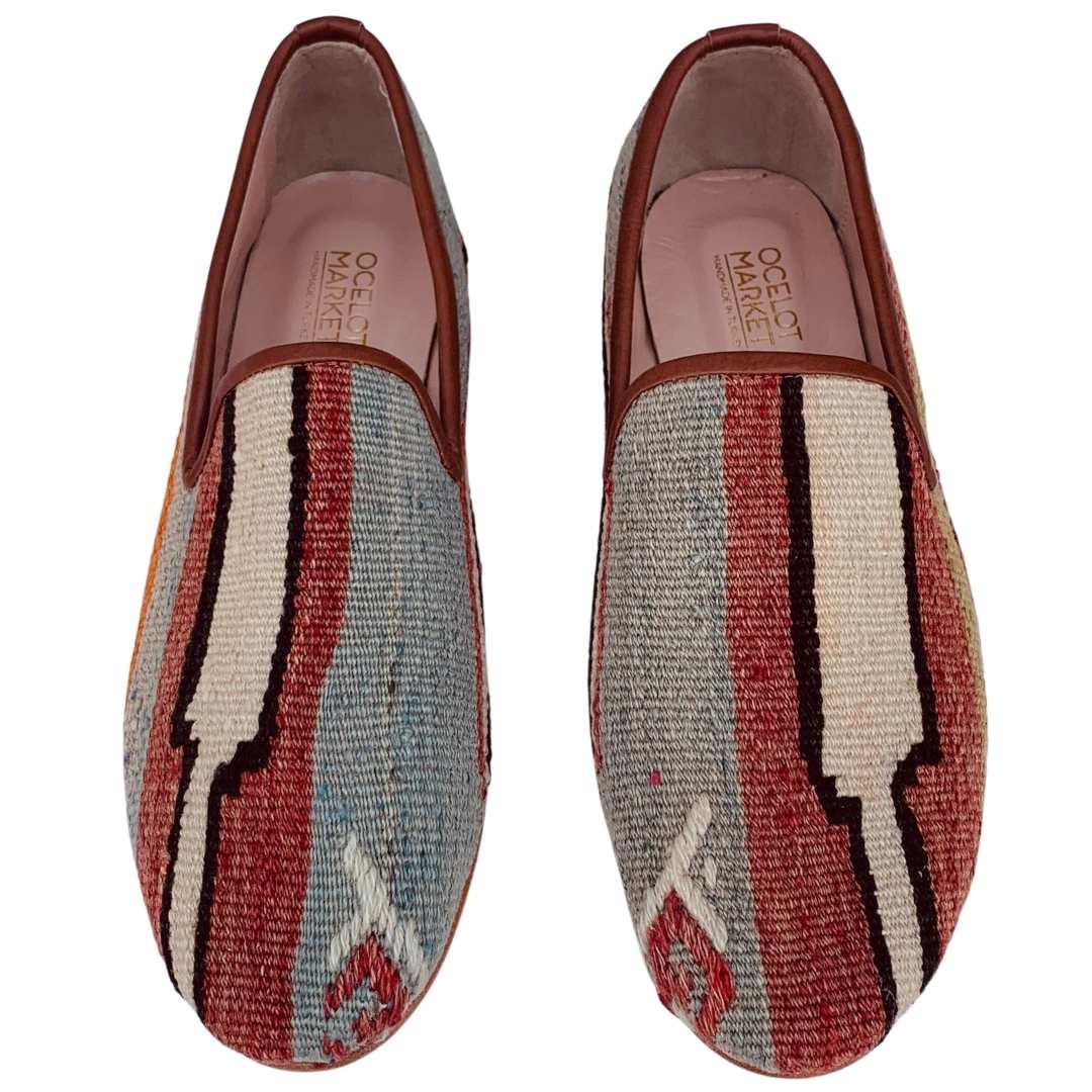 Men's Turkish Kilim Loafers | Grey with Pattern-Ocelot Market