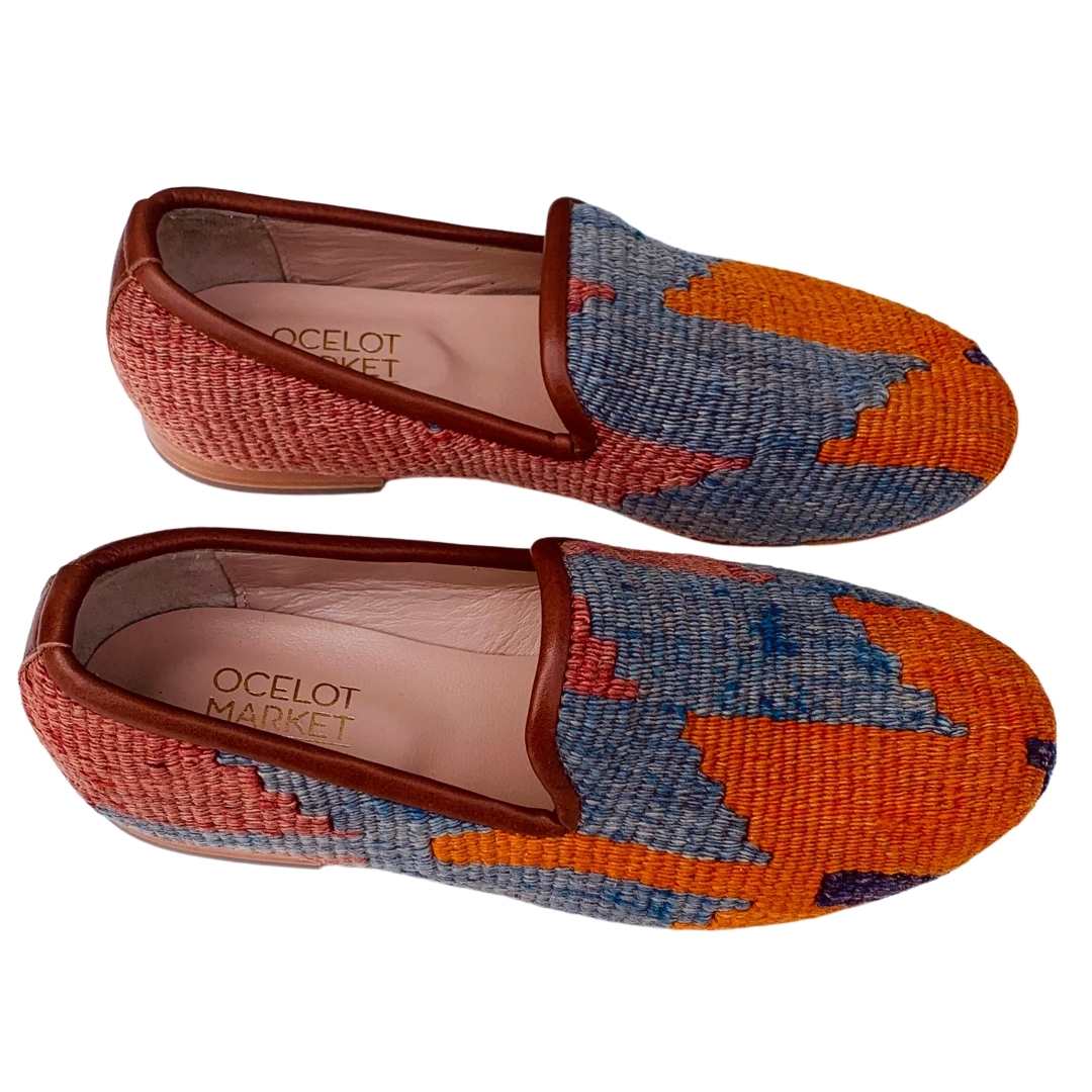Men's Turkish Kilim Loafers | Muted Blue & Orange-Ocelot Market