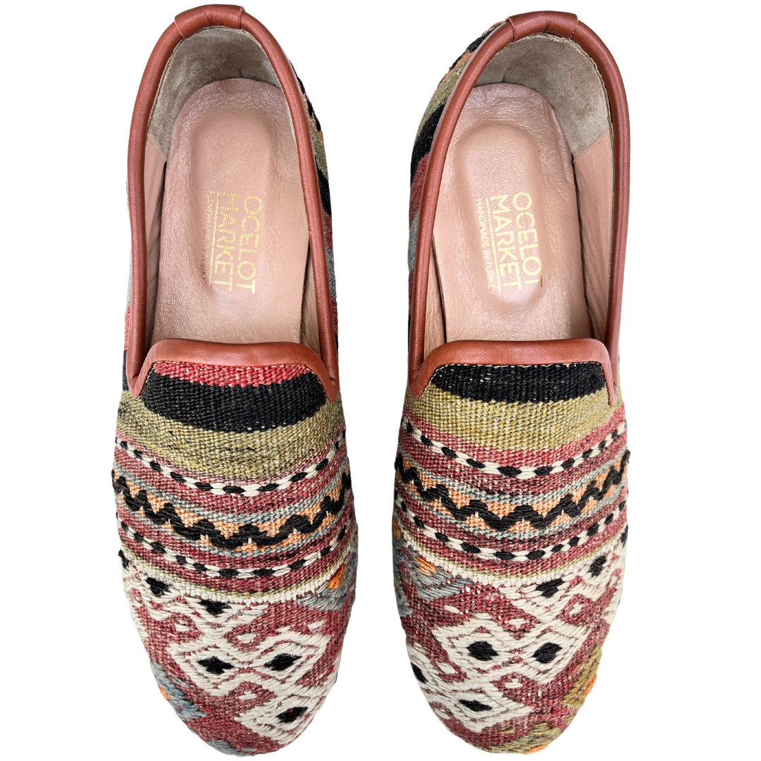 Men's Turkish Kilim Loafers | Rust Multicolor-Ocelot Market