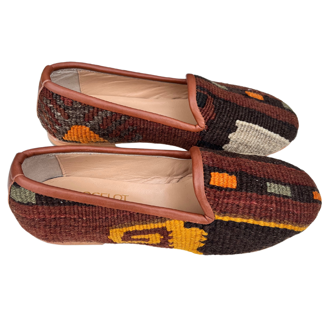 Women's Turkish Kilim Loafers | Rust, Brown-Ocelot Market