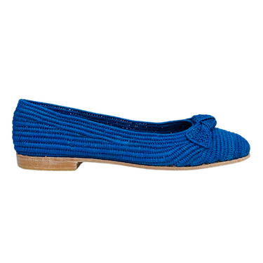 Raffia Ballet Flats (Blue)