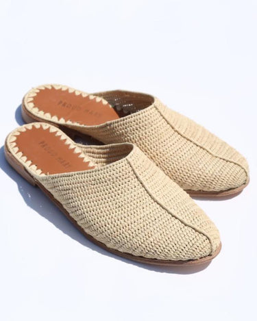 raffia footwear slide ethically handmade in Morocco