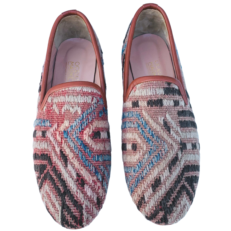 Men's Turkish Kilim Loafer Muted Orange with Accents
