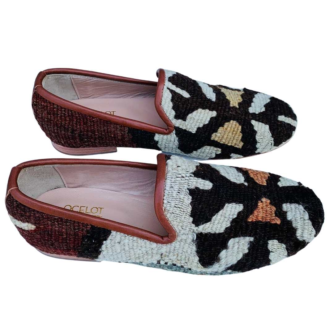 Men's Turkish Kilim Loafers | Black & White-Ocelot Market