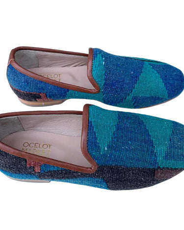 Men's Turkish Kilim Loafers | Blue, Teal-Ocelot Market