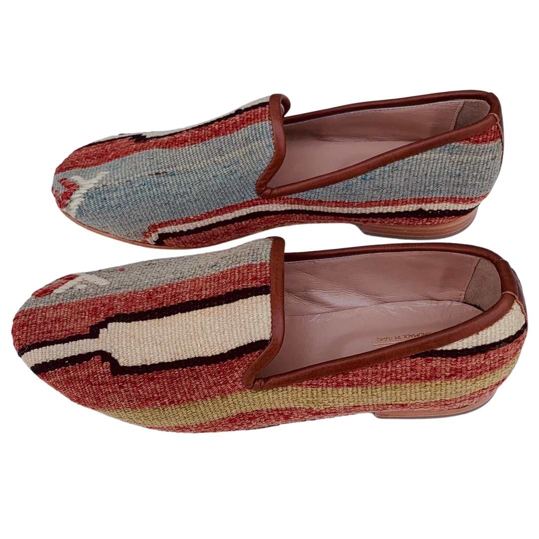 Men's Turkish Kilim Loafers | Grey with Pattern