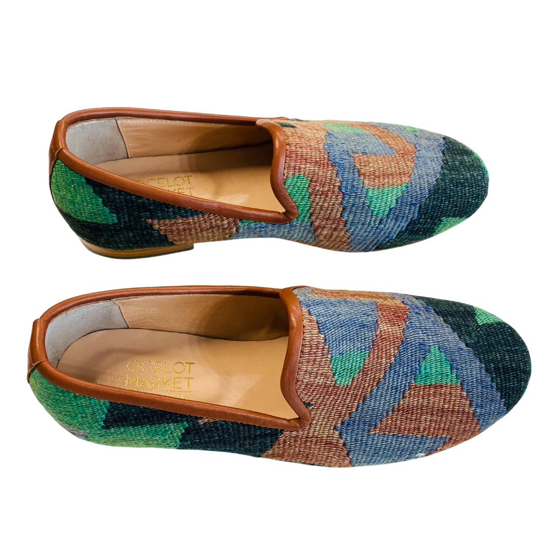 Men's Turkish Kilim Loafers | Muted Blue