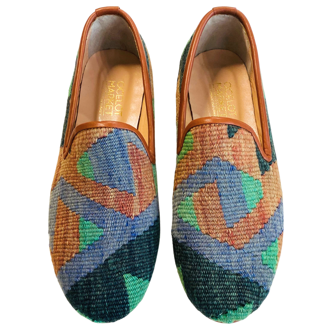 Men's Turkish Kilim Loafers | Muted Blue
