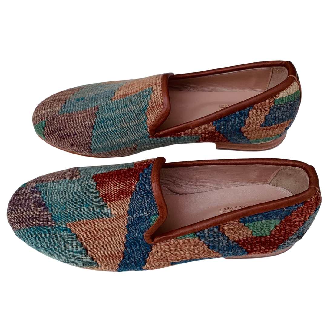 Men's Turkish Kilim Loafers | Muted Red, Blue, Purple