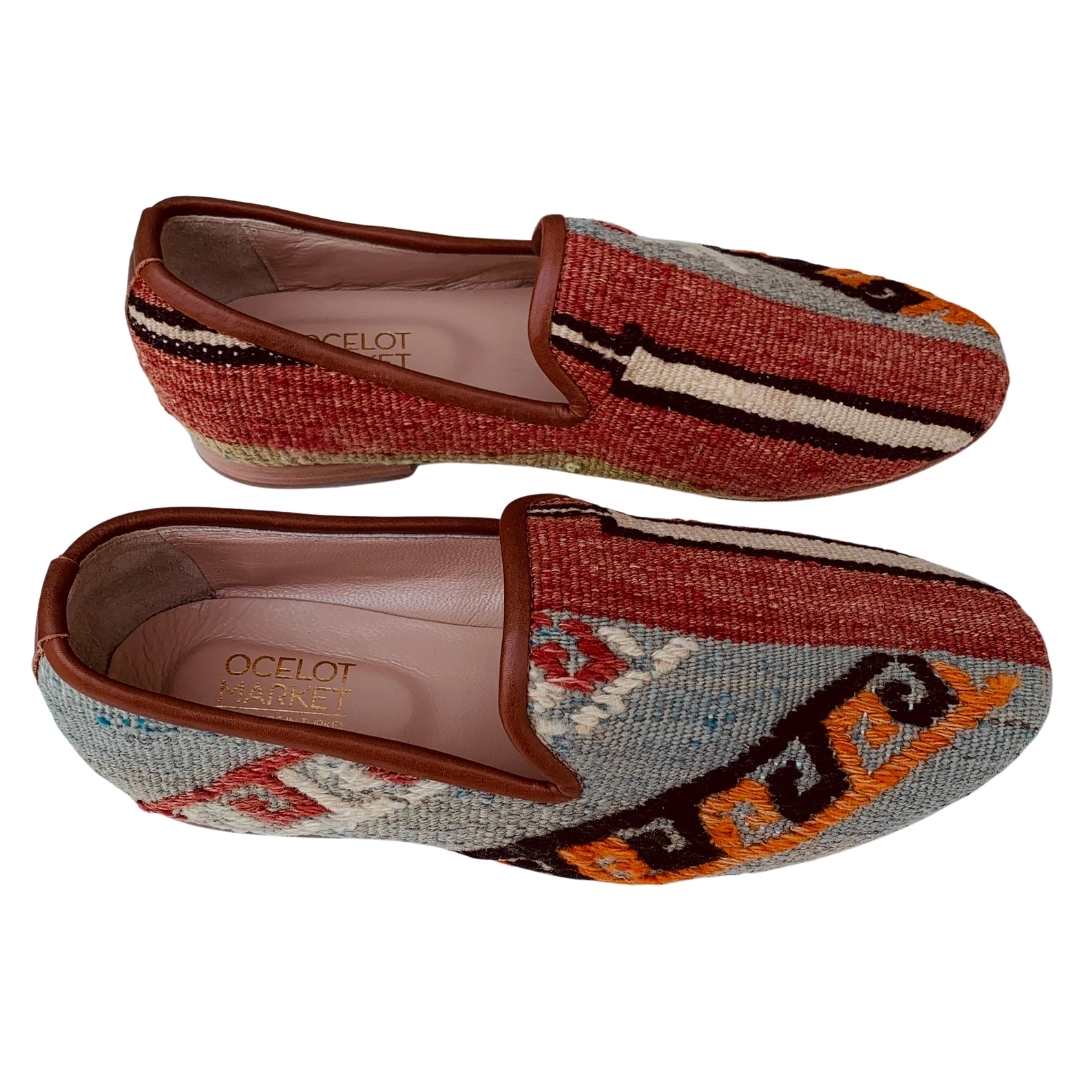 Men's Turkish Kilim Loafers | Muted Red, Orange & Grey-Ocelot Market