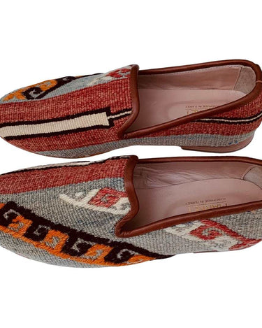 Men's Turkish Kilim Loafers | Muted Red, Orange & Grey-Ocelot Market