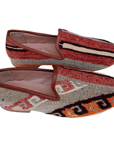 Men's Turkish Kilim Loafers | Muted Red/Orange & Grey-Ocelot Market