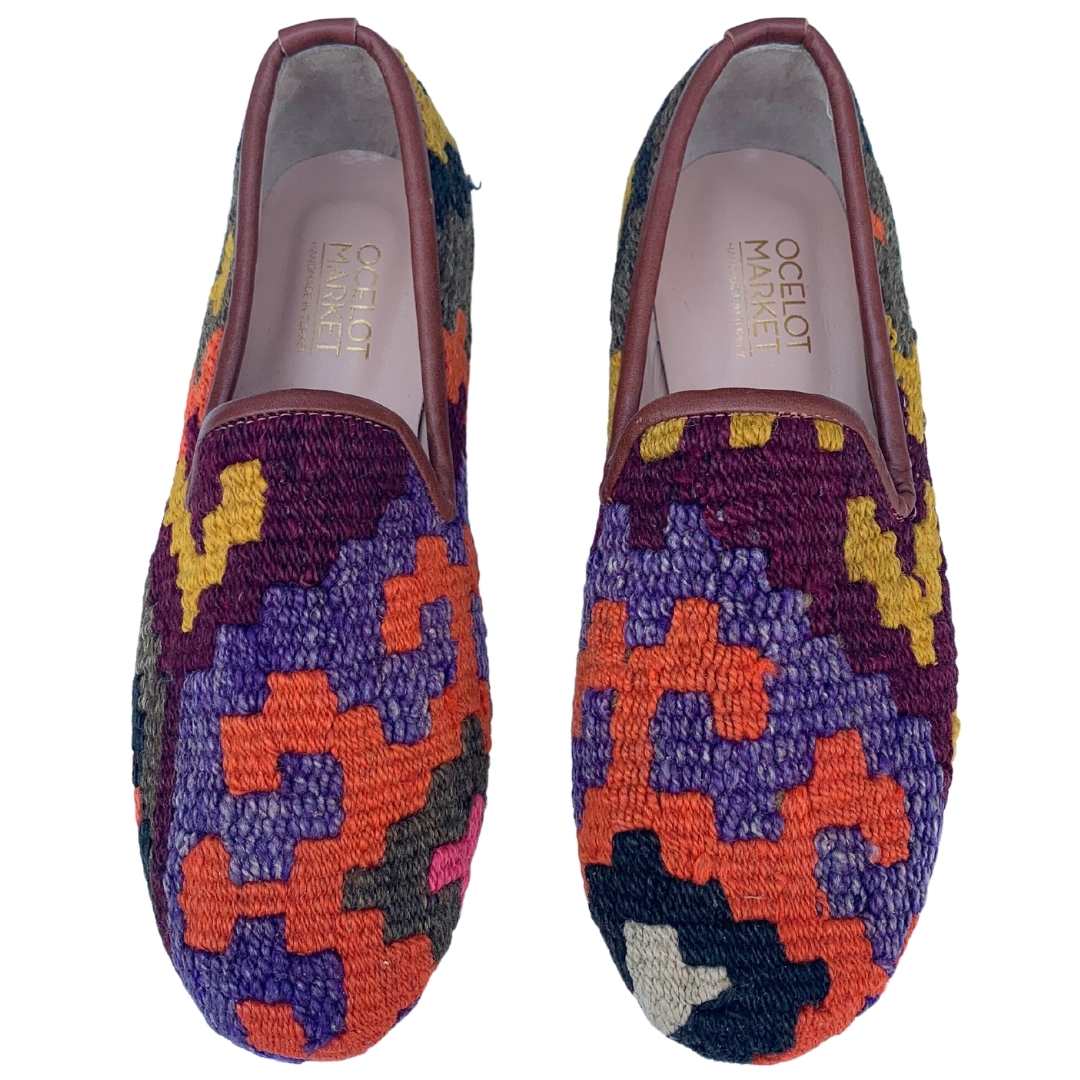 Men's Turkish Kilim Loafers | Purple & Orange-Ocelot Market