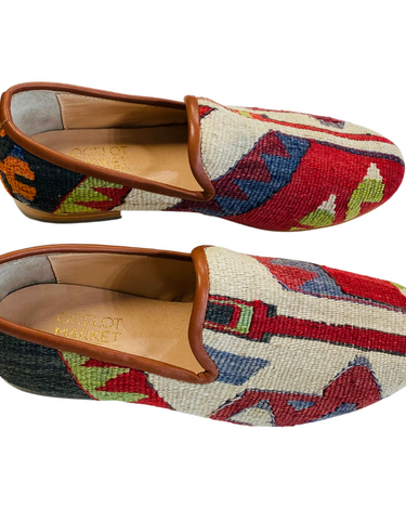 Men's Turkish Kilim Loafers | Red & Cream-Ocelot Market