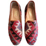 Men's Turkish Kilim Loafers | Red with Lavender & Black Pattern-Ocelot Market