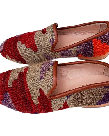 Men's Turkish Kilim Loafers | Red with Muted Colors-Ocelot Market