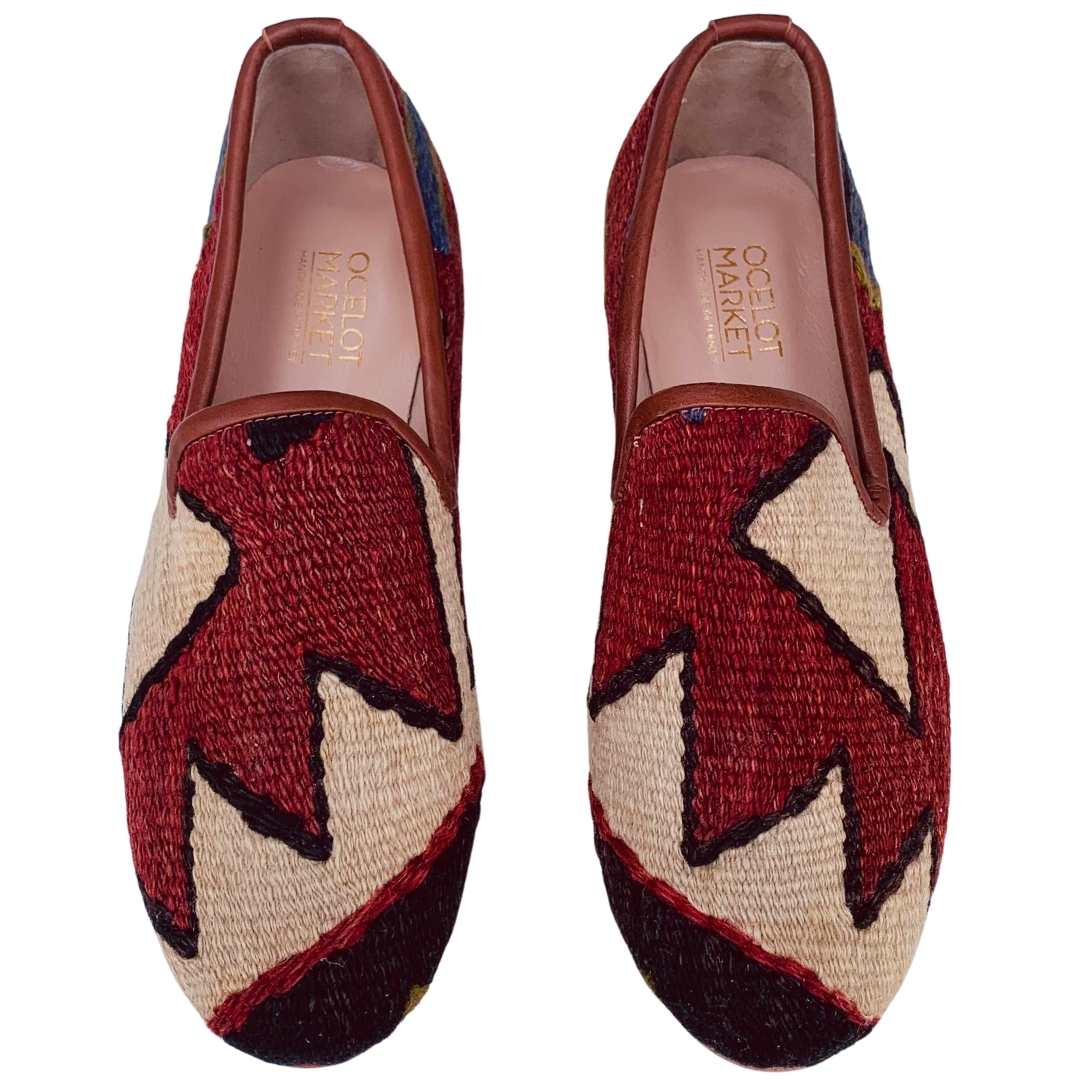 Men's Turkish Kilim Loafers | Red/Rust Pattern