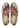 Artemis Design & Co Women's Smoking Shoes, featuring a sophisticated color combination of grey, maroon, brown, royal blue, cream, and red-orange, are a stylish and versatile addition to any wardrobe. These handcrafted smoking shoes effortlessly combine fashion and comfort. Their unique color palette adds a touch of elegance and flair to your fashion ensemble.  (Front View)
