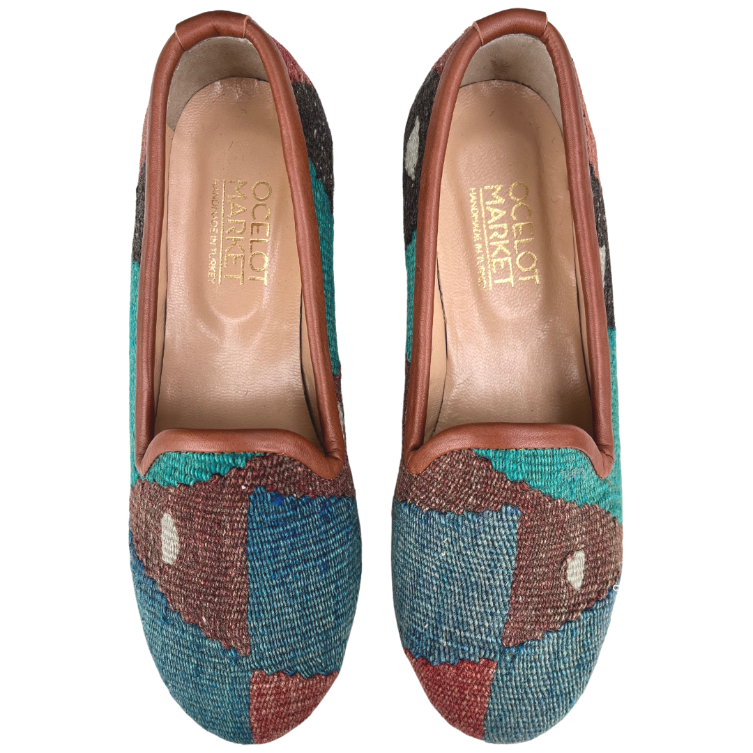 Women's Turkish Kilim Loafer | Muted Blue Multicolor