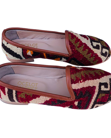Women's Turkish Kilim Loafers | Brown Pattern-Ocelot Market