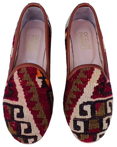 Women's Turkish Kilim Loafers | Brown Pattern-Ocelot Market