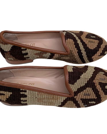 Women's Turkish Kilim Loafers Brown Pattern-Ocelot Market