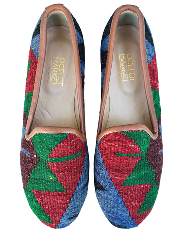 Women's Turkish Kilim Loafers | Red & Green-Ocelot Market