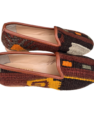 Women's Turkish Kilim Loafers | Rust, Brown-Ocelot Market
