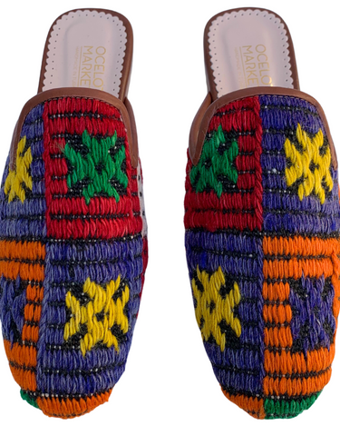 Women's Turkish Kilim Mules | Multicolor Pattern-Ocelot Market