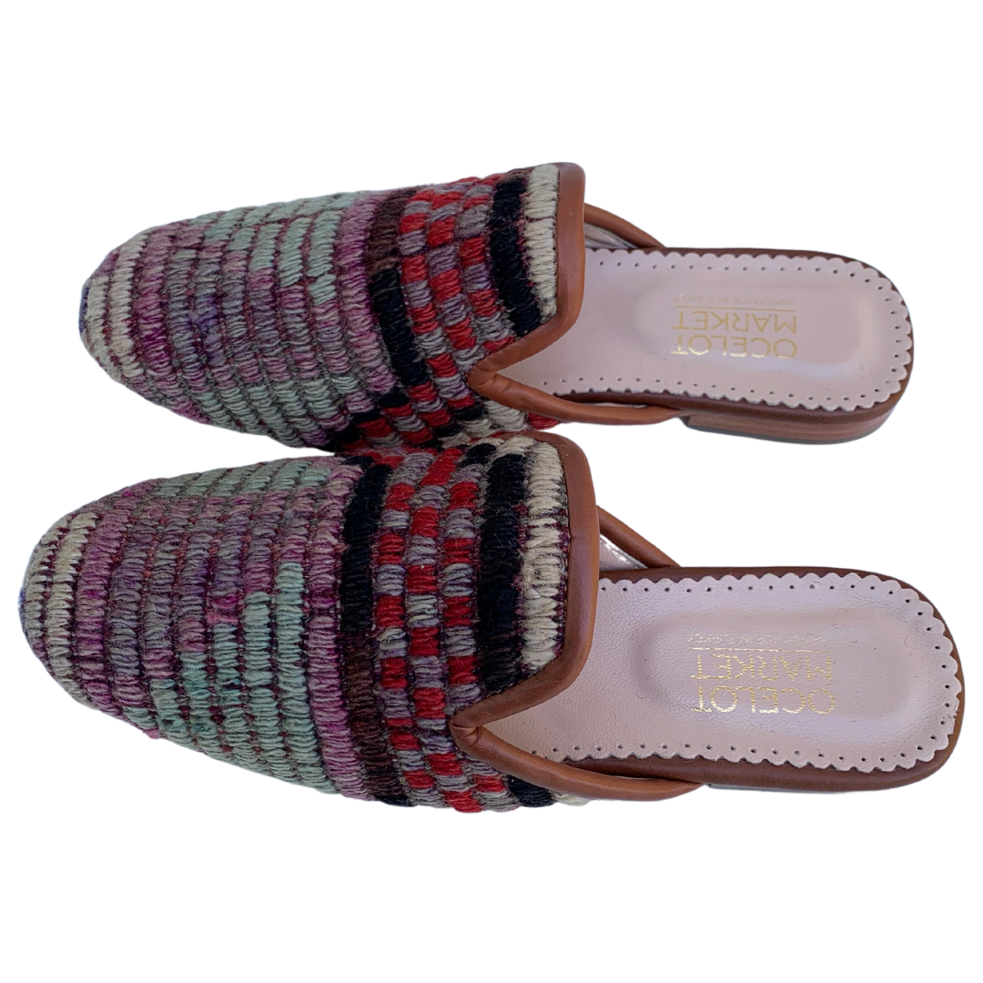 Women's Turkish Kilim Mules | Muted Colors