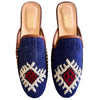 Men's Turkish Kilim Mules | Blue with White & Red