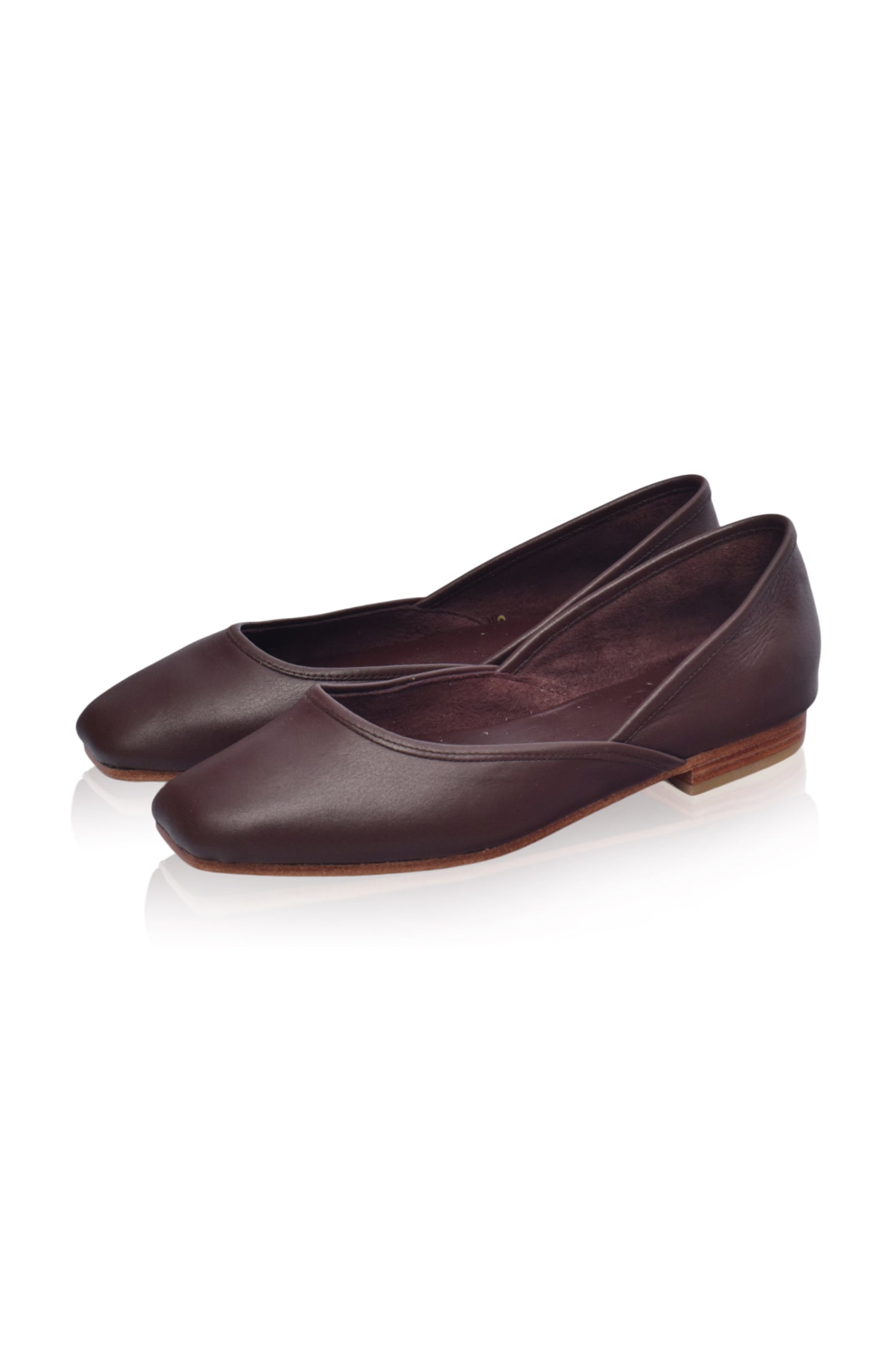 Amore Square Toe Ballet Flats in Dark Brown