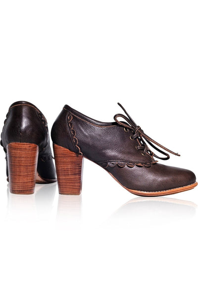 Lace Oxford Heels in Dark Brown Dark Brown 9