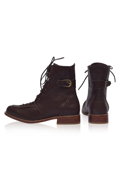 Desert Seeker Combat Leather Boots in Dark Brown