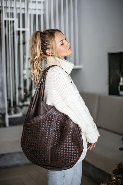 French Lover Oversized Hobo Bag in Dark Brown