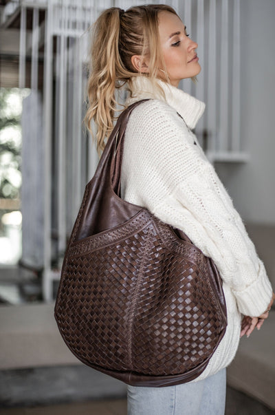 French Lover Oversized Hobo Bag in Dark Brown