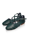 Georgia Cut Out Leather Flats in Emerald