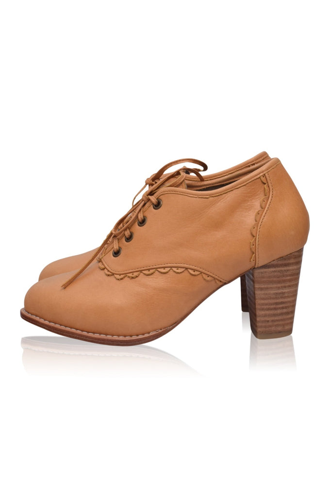 Brown leather oxford heels hotsell