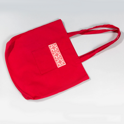 Red Fabric Market Tote Bag
