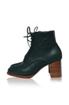 Rising Mara Leather Heel Booties in Emerald