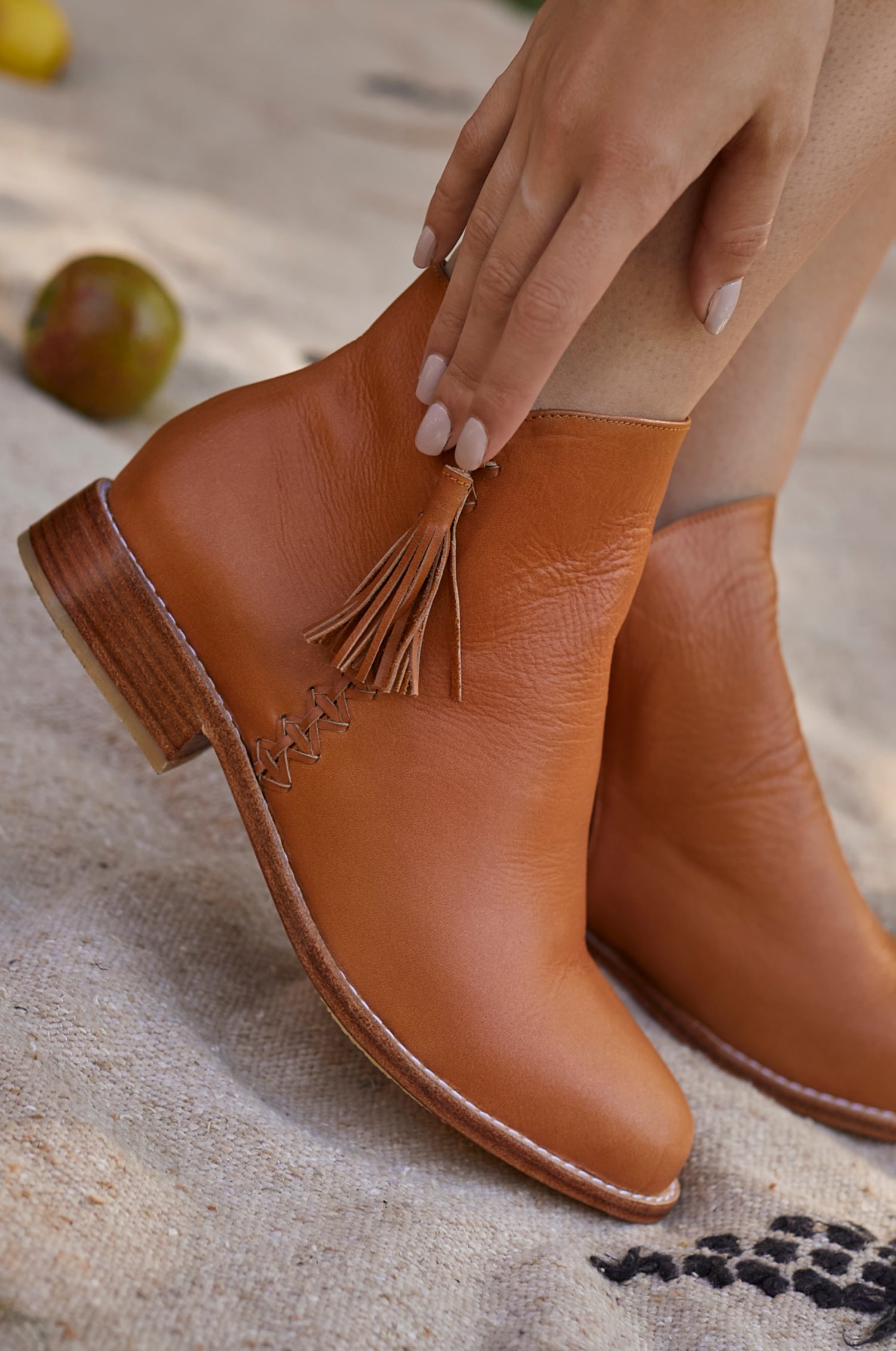 Treasure Leather Ankle Boots in Dark Tan