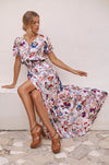 ELF Del Sol High Low Dress in Peony Blossom White Floral / S