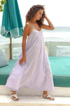 ELF Gabriella Open Back Slip Dress in Cream Lilac / S