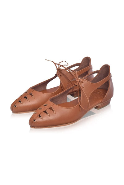ELF Eden Pointy Toe Ballet Flats in Vintage Camel
