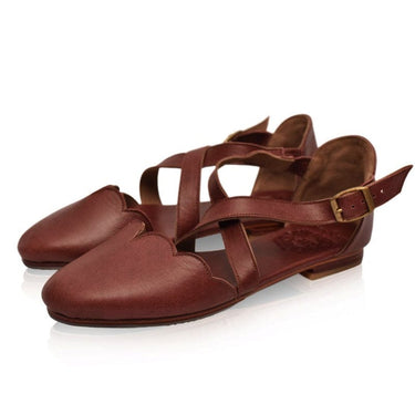 ELF Mangrove Leather Flats in White Vintage Brown / 5