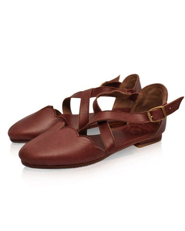 ELF Mangrove Leather Flats in White Vintage Brown / 5
