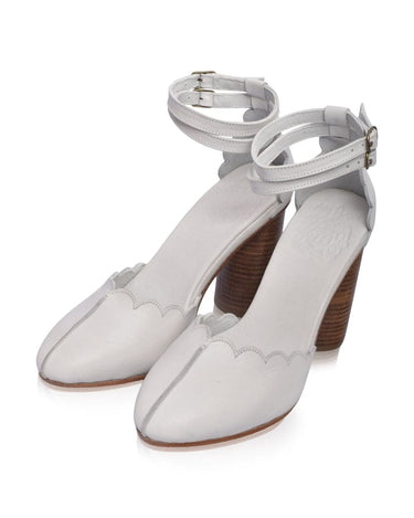 ELF Flamingo Leather Heels in White