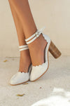 ELF Flamingo Leather Heels in White