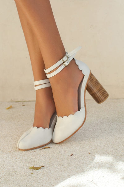 ELF Flamingo Leather Heels in White